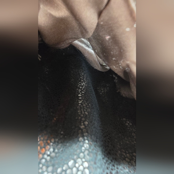 MALINI MURJANI EXOTIC HOBO POCKET LEATHER SHOULDER BAG SILVER BLACK ORANGE - Picture 15 of 16